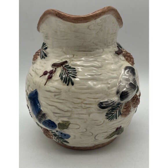 Sonoma Knollwood Ceramic Pitcher Bird Decor Pretty Pine cones Made In China - Picture 2 of 5